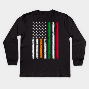 Irish Italian American Flag Kids Long Sleeve T-Shirt